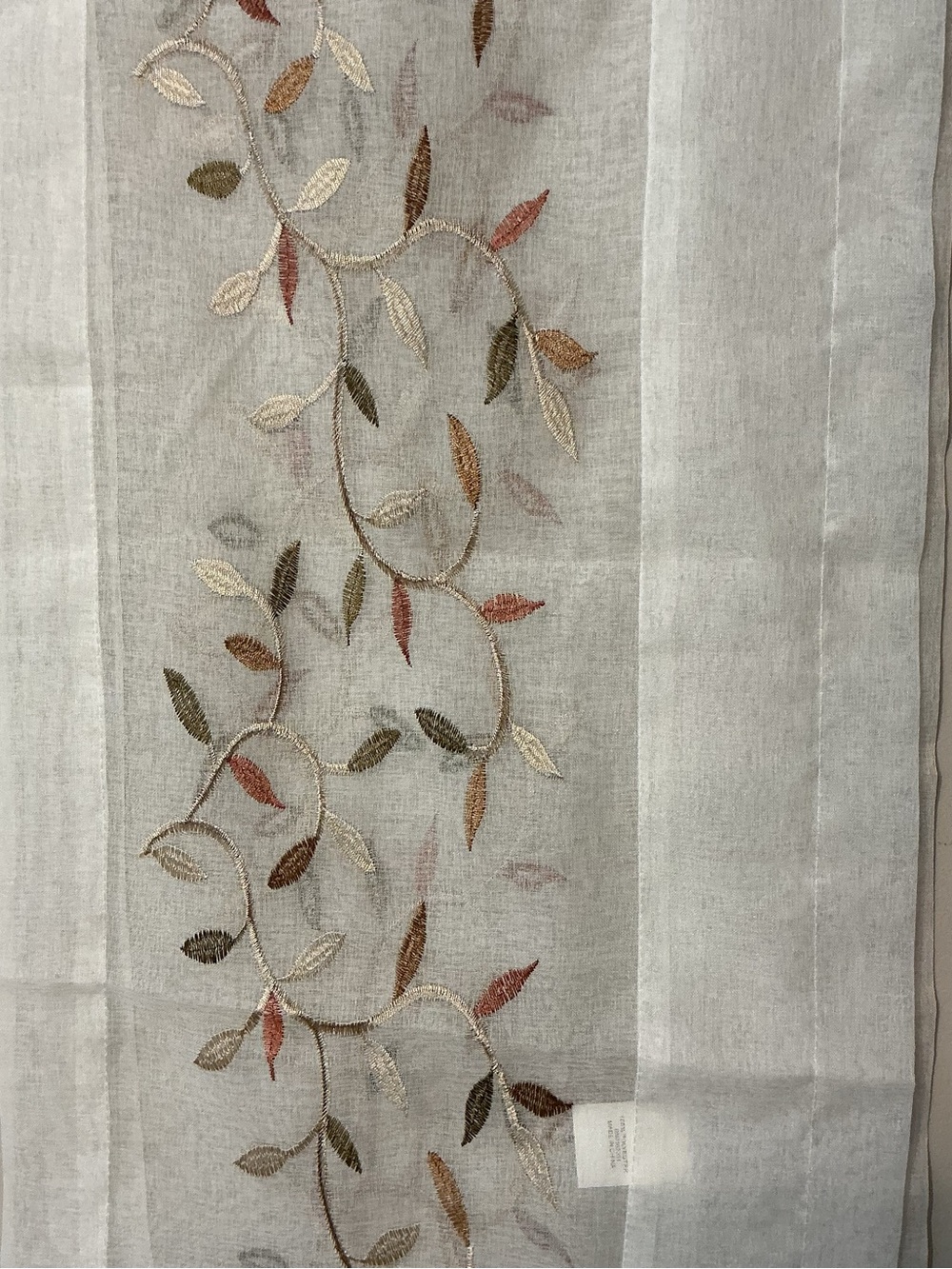 Two Sheer Valances W/ Leaf Vine Pattern